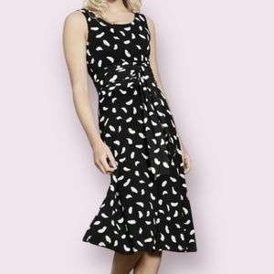 BODEN A Line Knit Black Dress Ivory Brush Strokes Women’s US Size 14